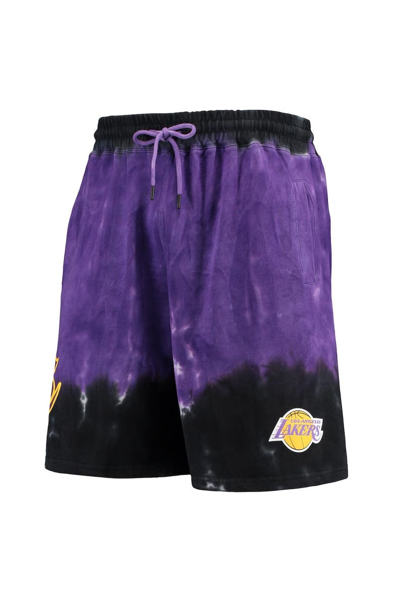 Mitchell & Ness Men's Mitchell & Ness Black/Purple Los Angeles Lakers Hardwood Classics Terry Tie-Dye Shorts, Alternate, color, 