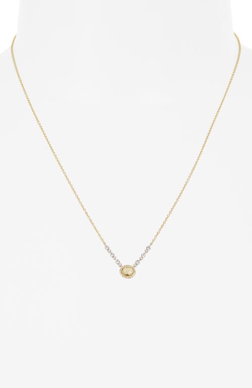 Meira T Green Amethyst & Diamond Necklace In Yellow