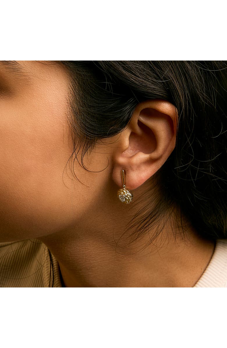 Haus of Brilliance 14K Yellow Gold Plated Sterling Silver 5/8 Cttw Lab Grown Diamond Flower Drop Earrings, Alternate, color, Yellow Gold Over Silver