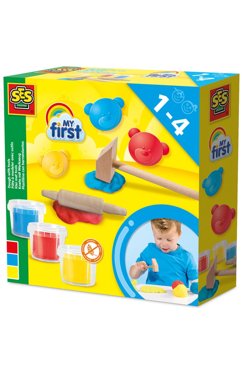 SES Creative My First Dough With Tools, 3 Color 3oz Tubs, Kids 1+, Main, color, Multicolored
