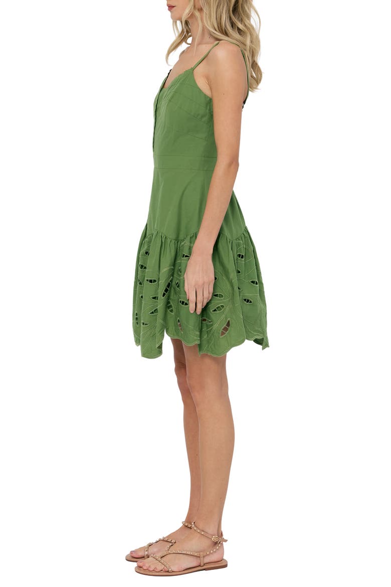 Cathal Tiered Sleeveless Eyelet Cotton Dress, Alternate, color, GREEN