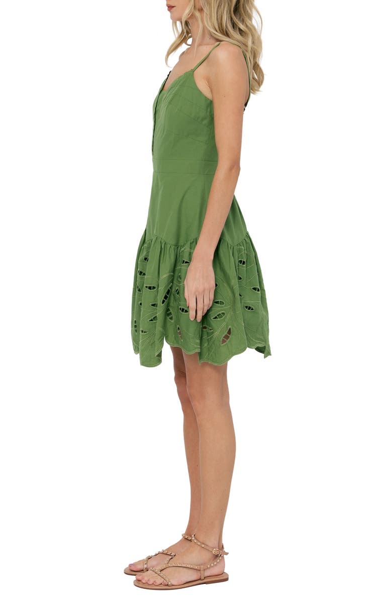 CIEBON Cathal Tiered Sleeveless Eyelet Cotton Dress, Alternate, color, Green