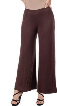 24seven Comfort Apparel Comfortable Solid Color Palazzo Pants