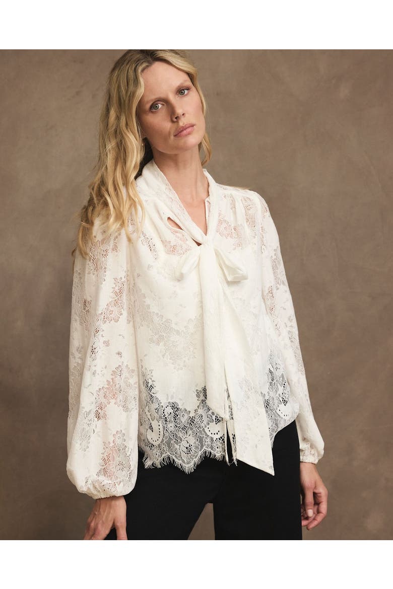Lace Pussybow Blouse, Alternate, color, Ivory