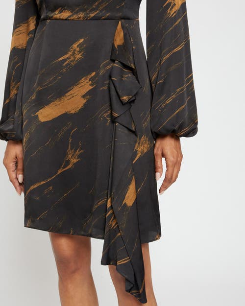 Santorelli Malia Long Sleeve Dress With Side Ruffle Panel In Black