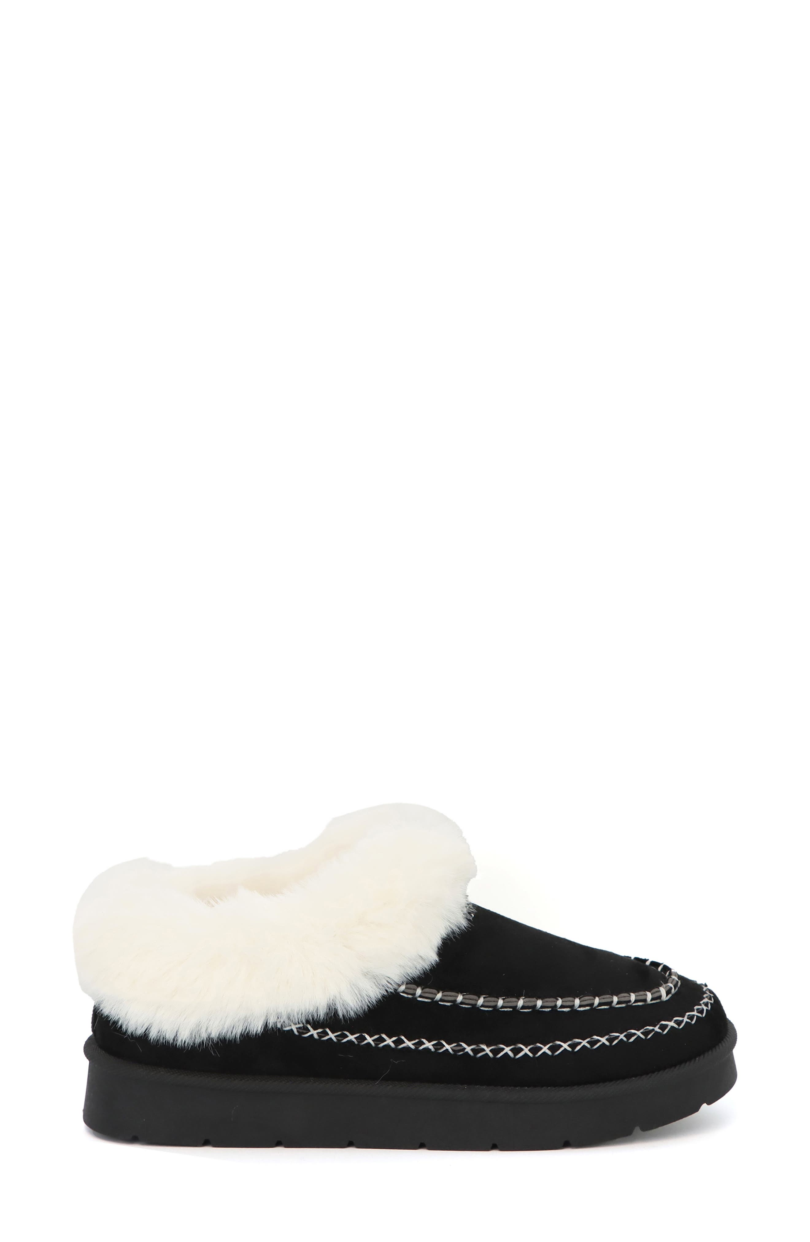 Pembroke Faux Fur Lined Slipper, Alternate, color, BLACK