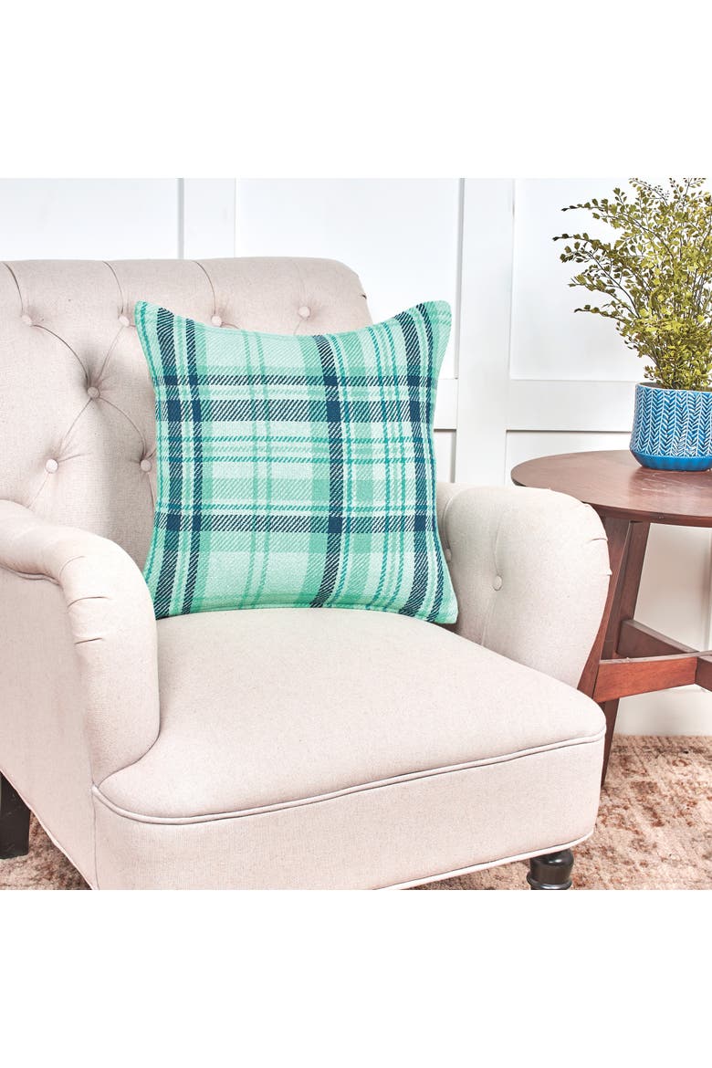 McKinley Plaid Throw Pillow, 18" x 18", Alternate, color, Blue