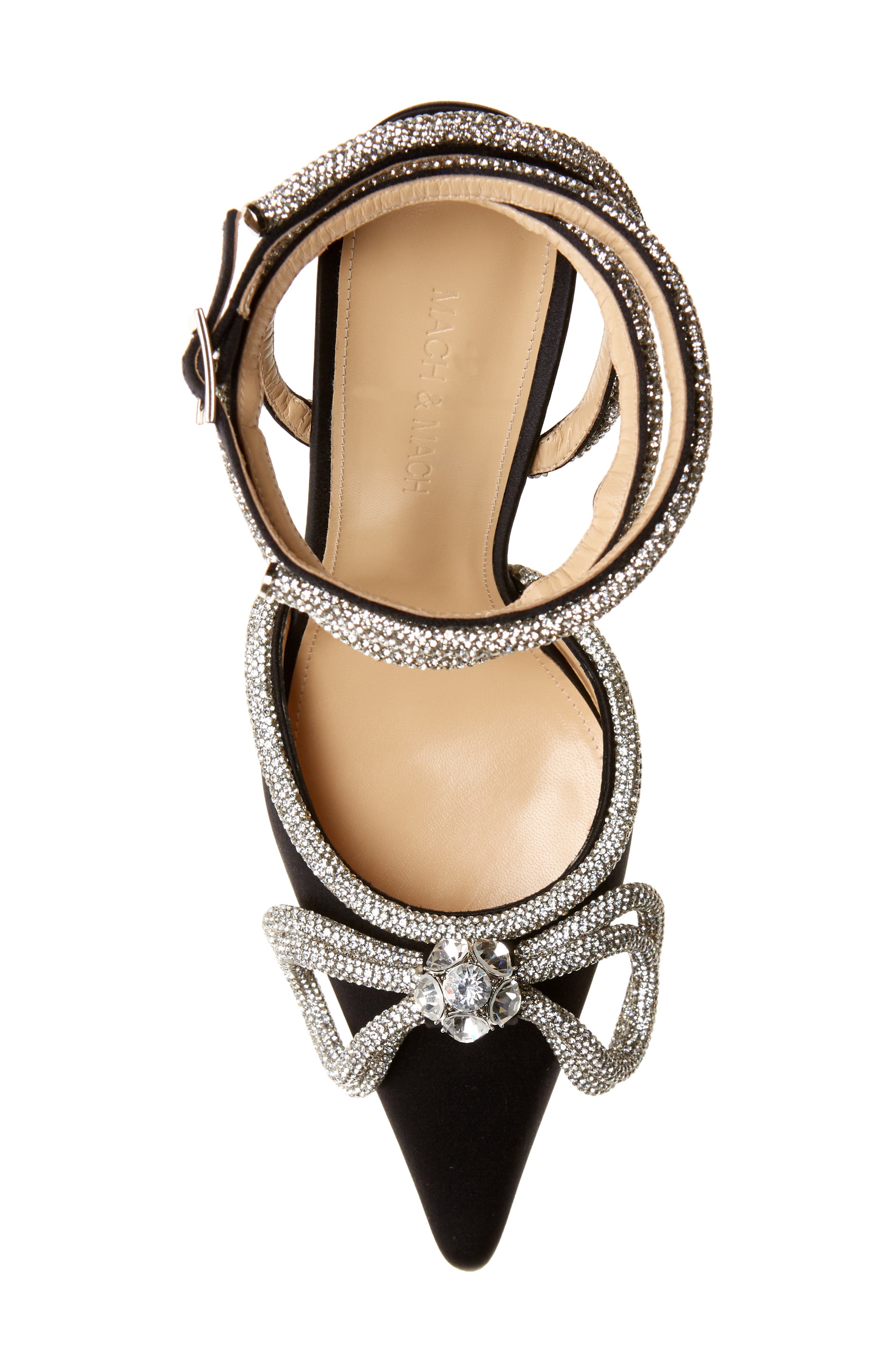 Mach & Mach Double Crystal Bow Satin Pump, Alternate, color, 