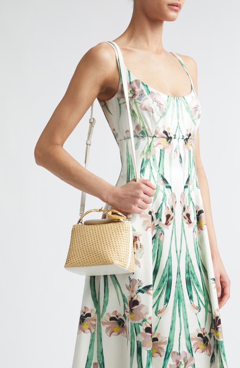 Erdem Mini Bloom Raffia Handbag, Alternate, color, Rose Ditsy Porcelain