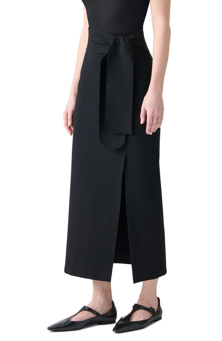 Akris punto Faux Wrap Midi Skirt, Alternate, color, Black