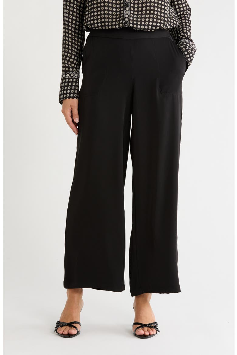 Textured Wide Leg Pants, Main, color, BLACK-BLACK