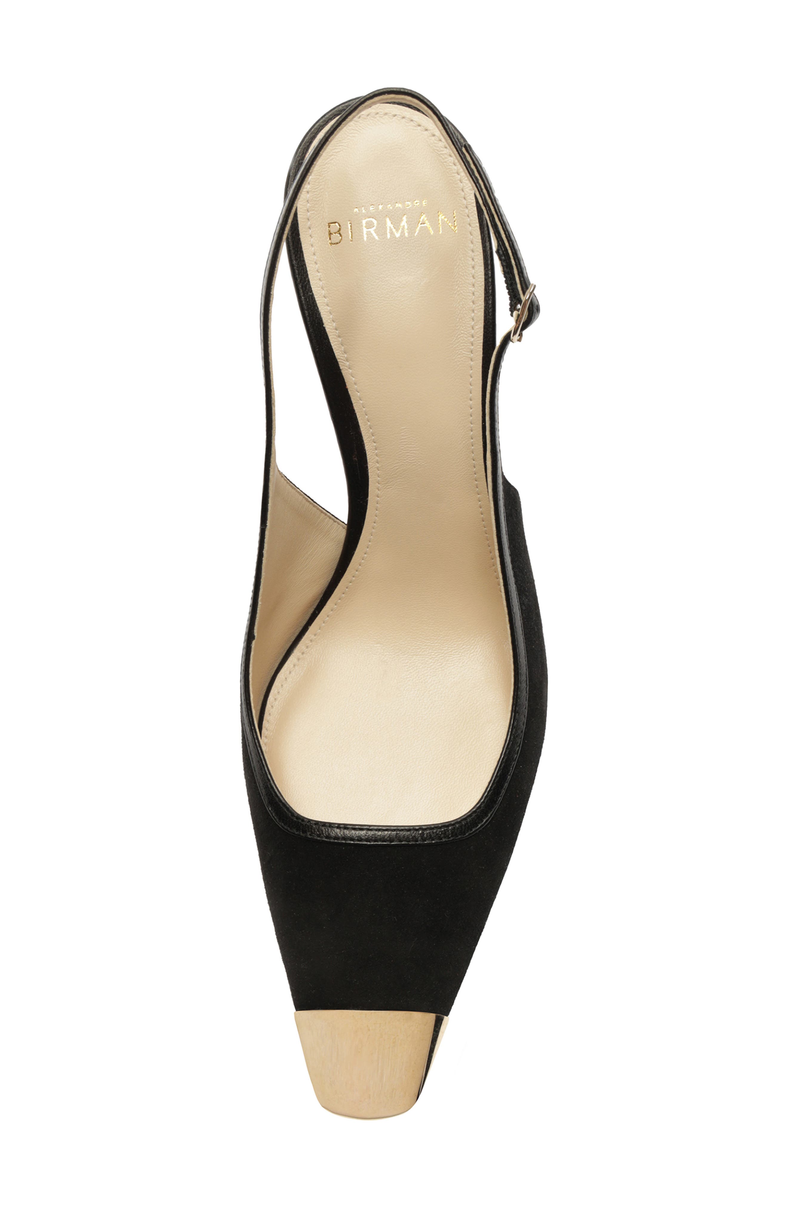Olivia Cap Toe Slingback Pump, Alternate, color, BLACK/ LIGHT GOLD