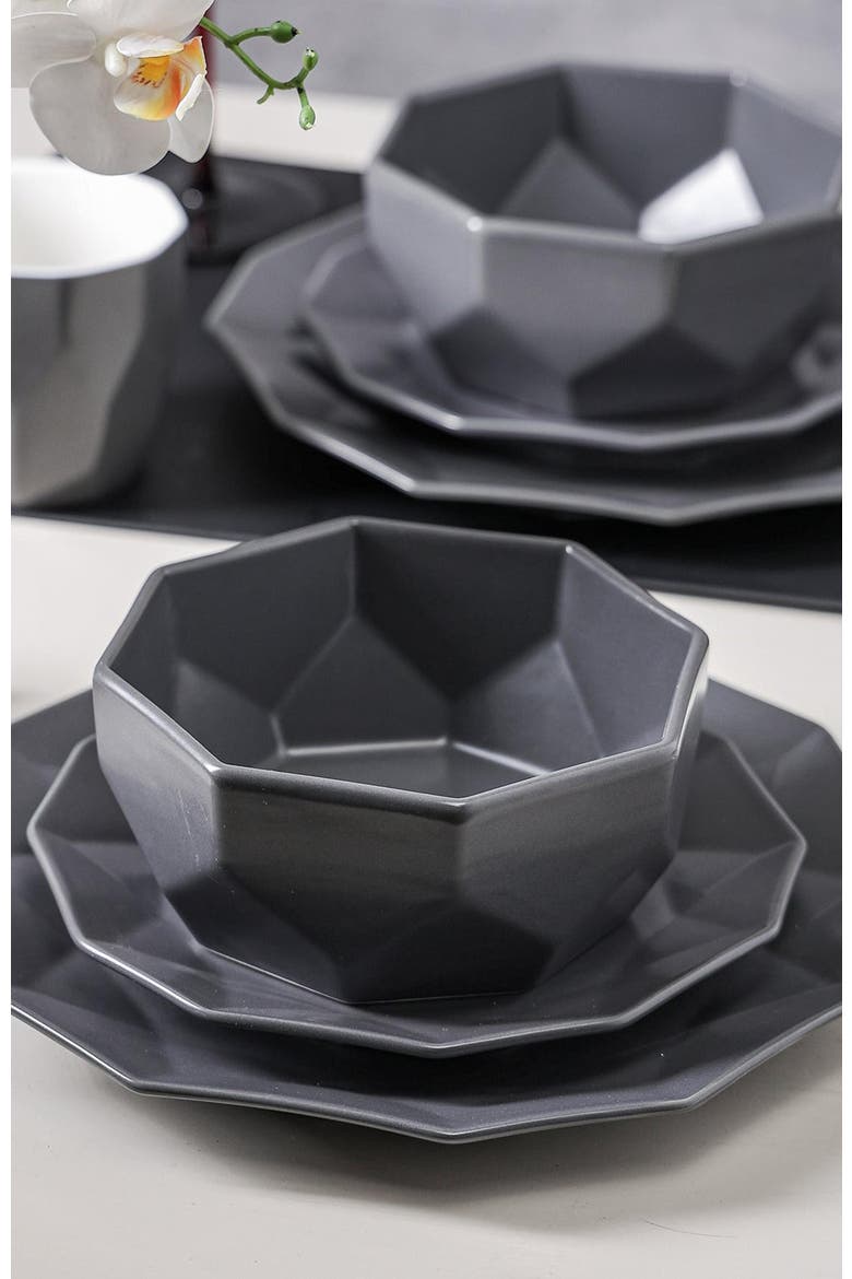 Jamie Porcelain 16-Piece Dinnerware Set, Alternate, color, Grey