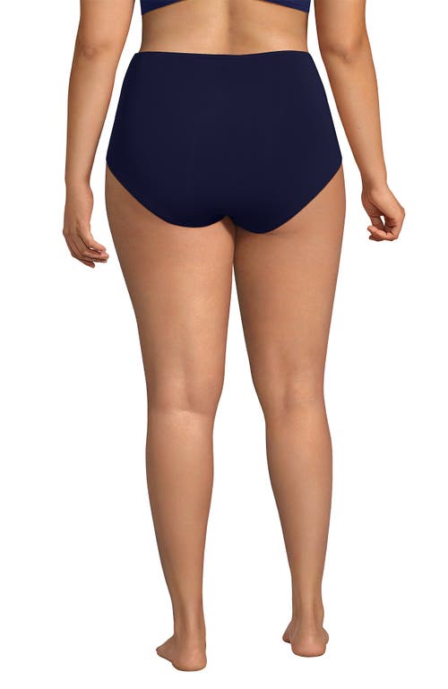 Lands' End Plus Size Sculpting Suit High Waisted Bikini Bottoms In Deep Sea Navy