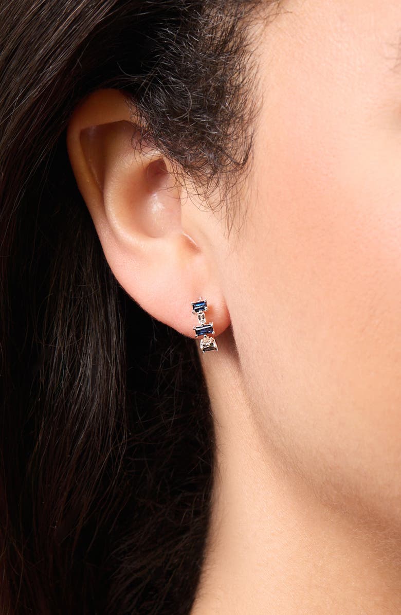 Bony Levy El Mar 18K White Gold Sapphire & Diamond Huggie Hoop Earrings, Alternate, color, 18K White Gold/ Sapphire
