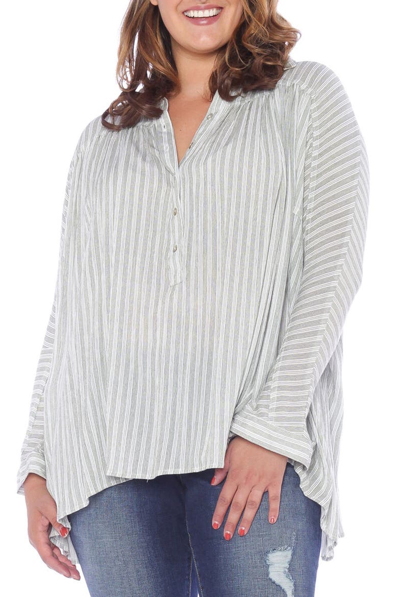 Stripe Babydoll High/Low Top, Main, color, OLIVE