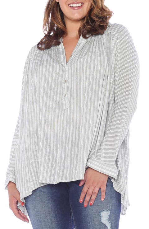 Stripe Babydoll High/Low Top (Plus Size)