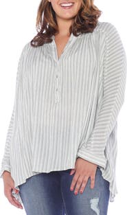 SLINK Jeans Stripe Babydoll High/Low Top