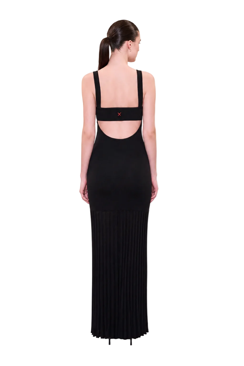 Daydreamers Pleated Skirt Knit Dress, Alternate, color, BLACK