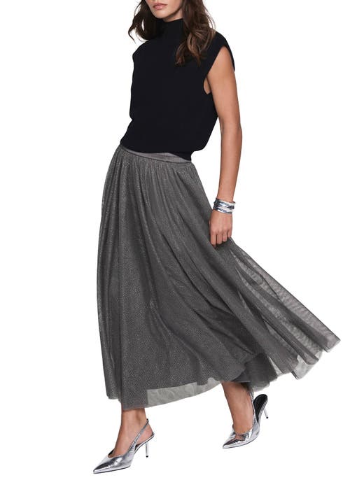 Mint Velvet Metallic Tulle Midi Skirt In Gray