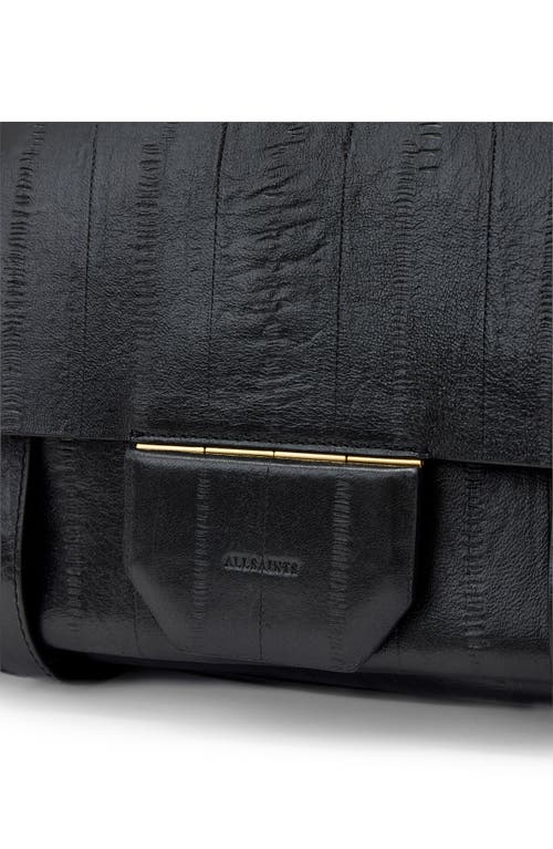 Allsaints Ursa Eel Skin Embossed Leather Satchel In Black