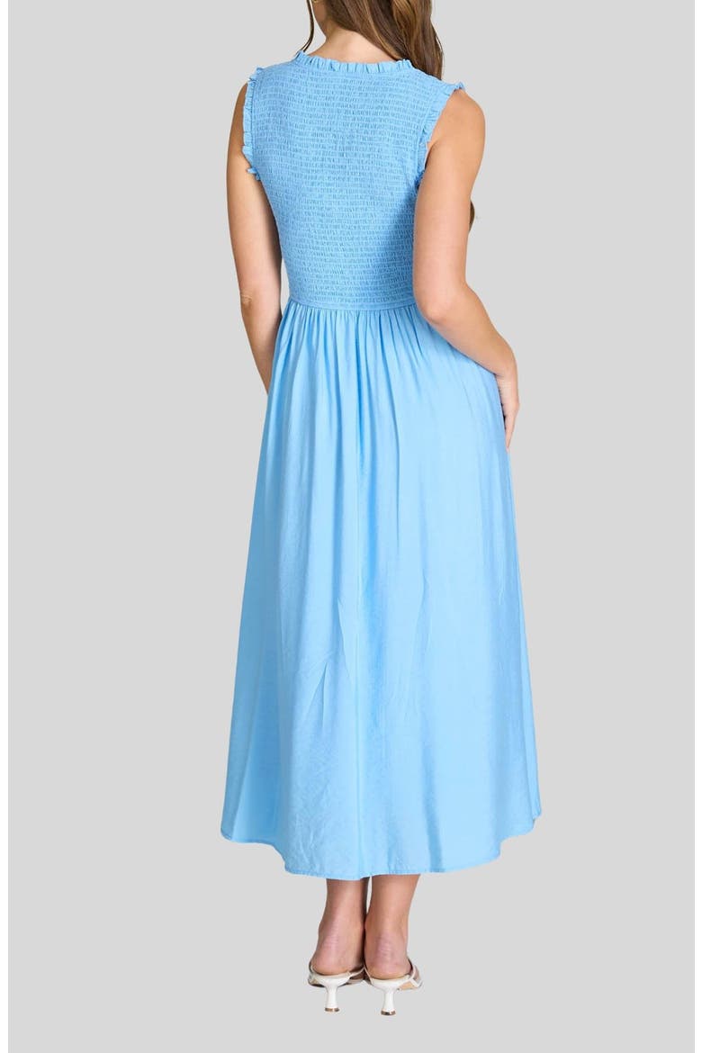 Smocked Midi Dress, Alternate, color, BLUE