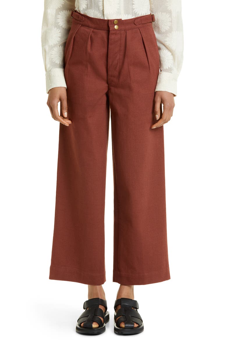 Wide Leg Cotton Twill Pants, Main, color, CINNAMON