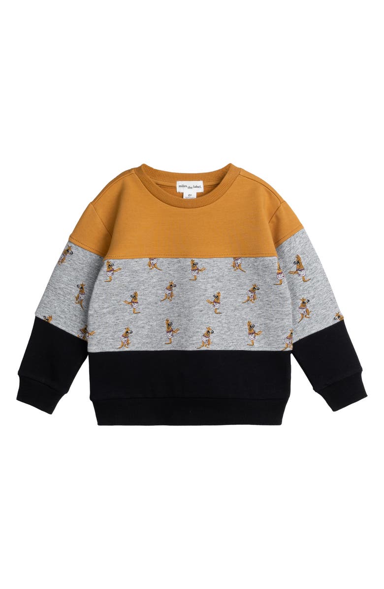 MILES THE LABEL Mighty Kangaroo Colorblock French Terry Sweatshirt, Main, color, 