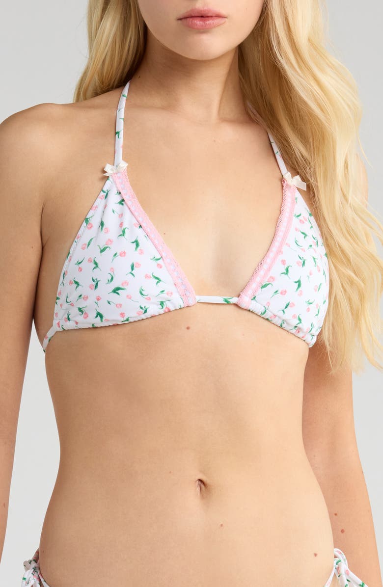 PacSun Lacey Day Triangle Swim Top, Main, color, Tulip Ditsy