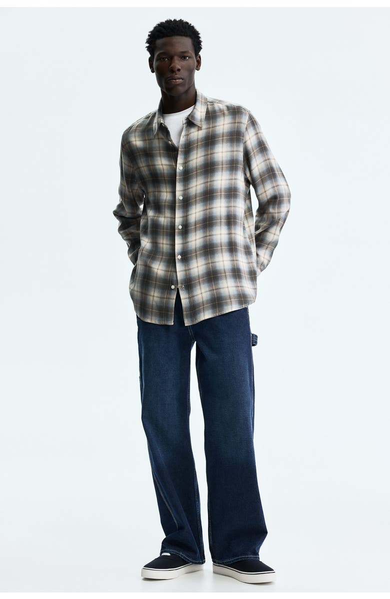 H&M Relaxed Fit Shirt, Alternate, color, Blue/Plaid