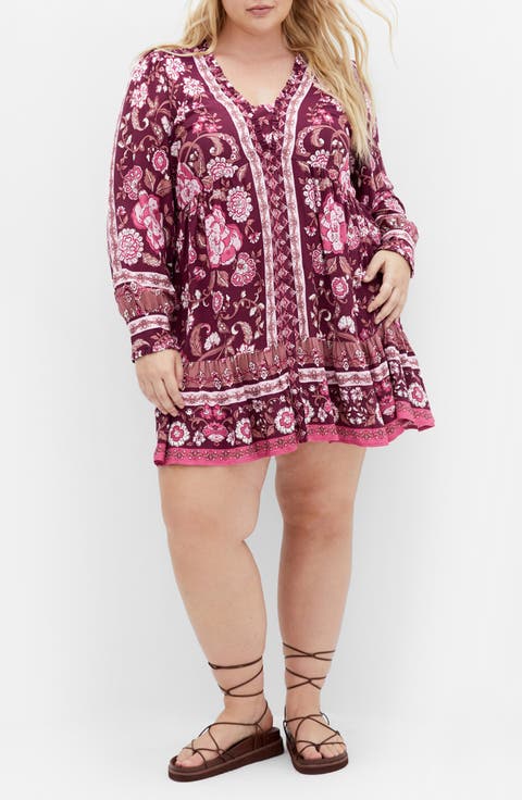 Fiona Long Sleeve Minidress (Plus)