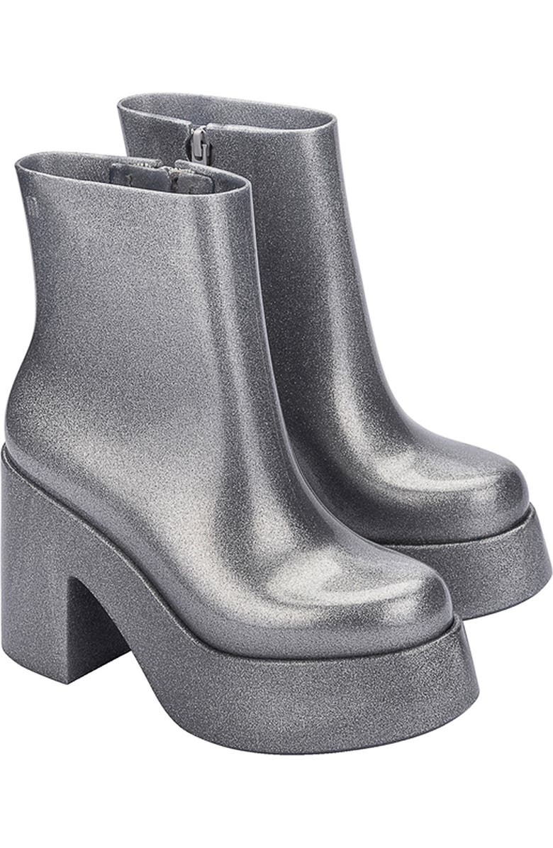 Melissa Nubia II Platform Bootie, Main, color, Glitter Clear Silver