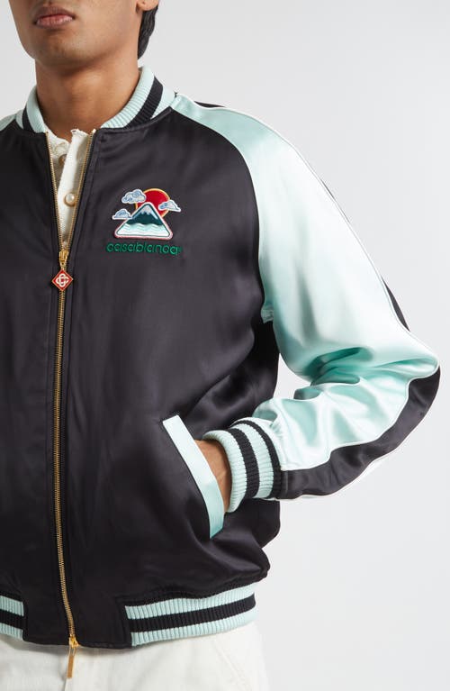 Casablanca Quilted Colour-block Satin Track Jacket In Black