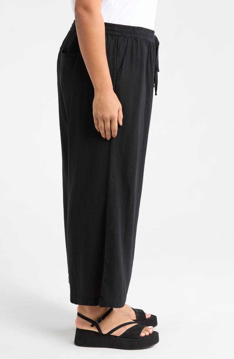 Caslon<sup>®</sup> Tie Waist Wide Leg Crop Linen Blend Pants, Alternate, color, 