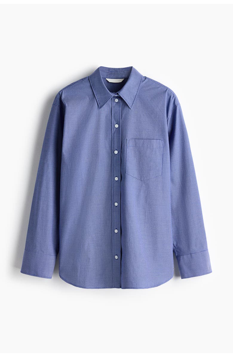H&M Oversized Cotton Poplin Shirt, Main, color, Blue/Checked