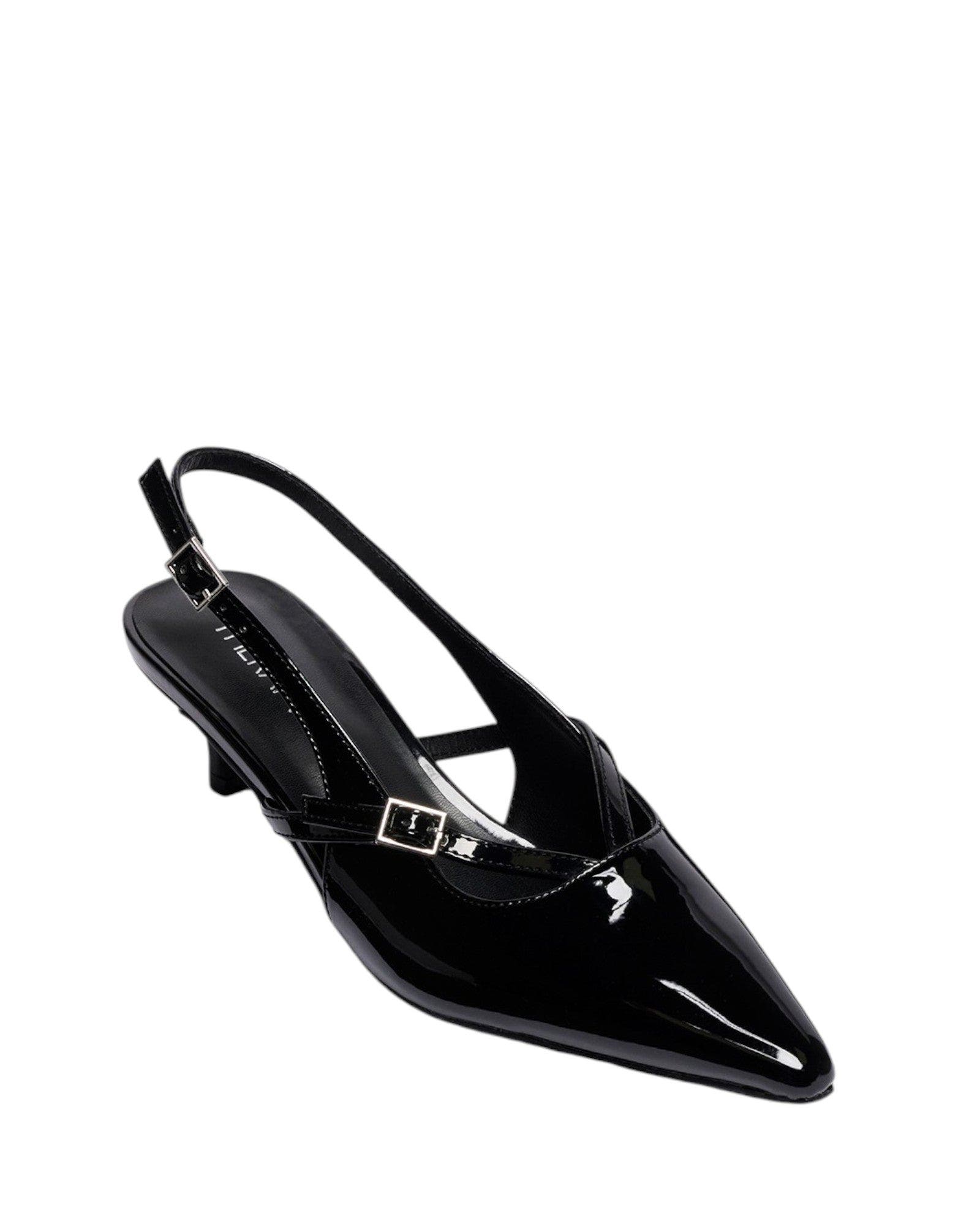 Irving Slingback Pointed Toe Heel, Main, color, BLACK PATENT PU