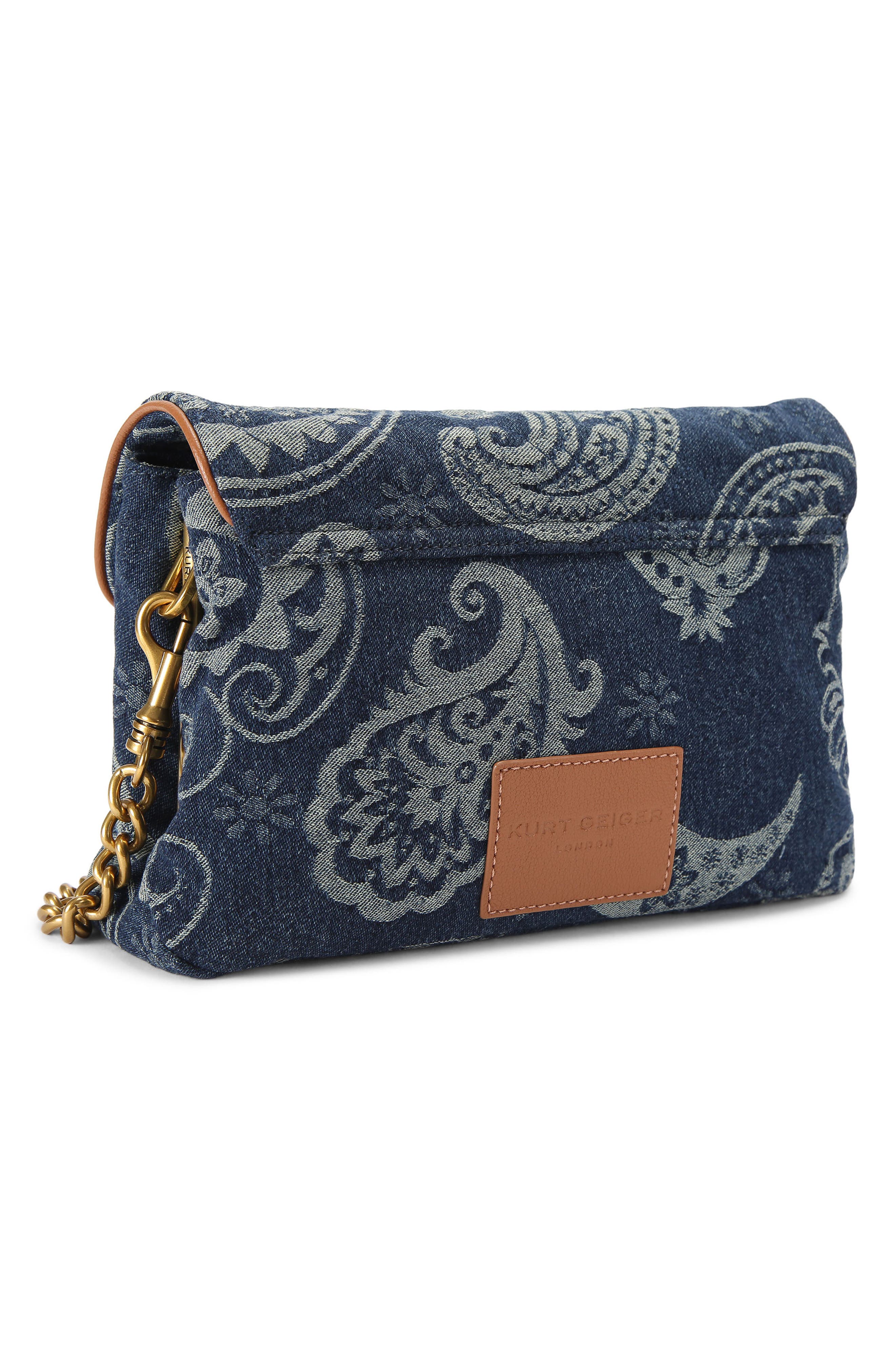 Celia Paisley Jacquard Denim Shoulder Bag, Alternate, color, DENIM