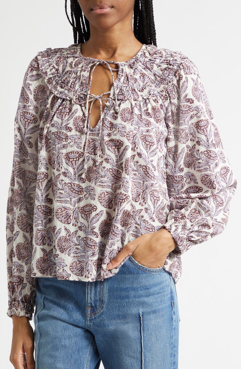 Ulla Johnson Florelle Silk Top, Alternate, color, Purple Meadow