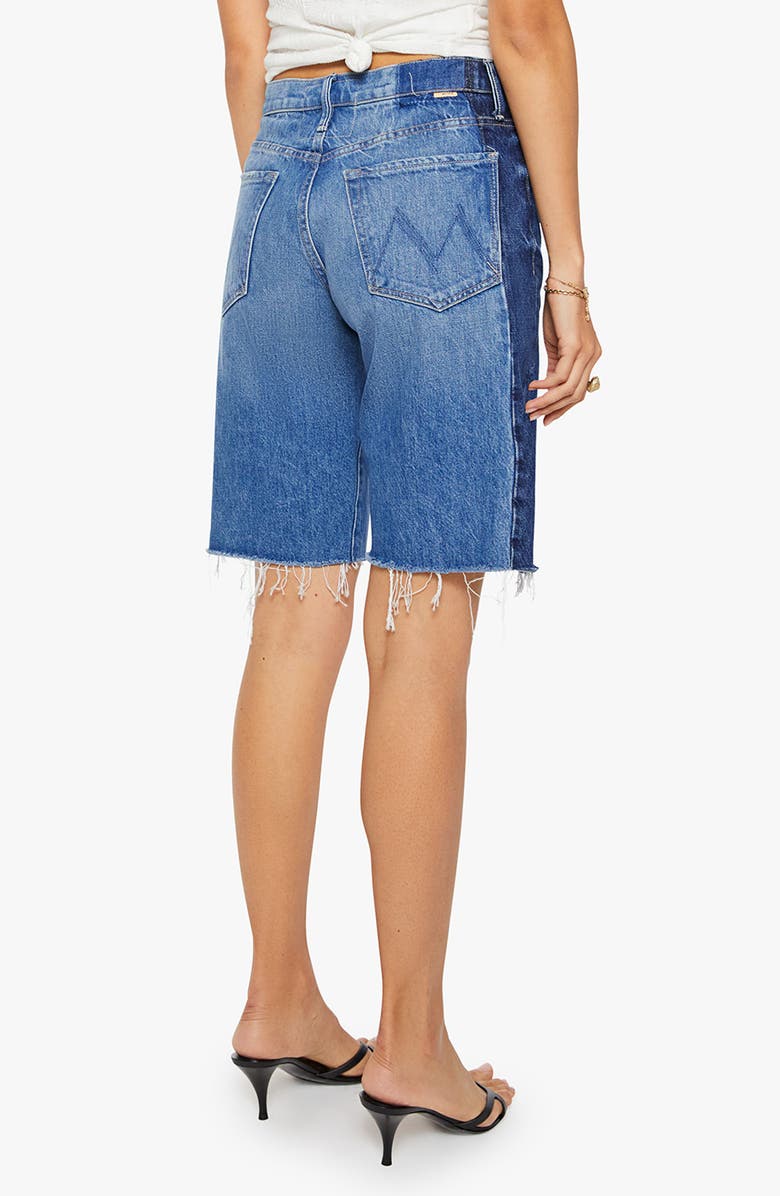 MOTHER The Maven Frayed Denim Bermuda Shorts, Alternate, color, Double Stacked