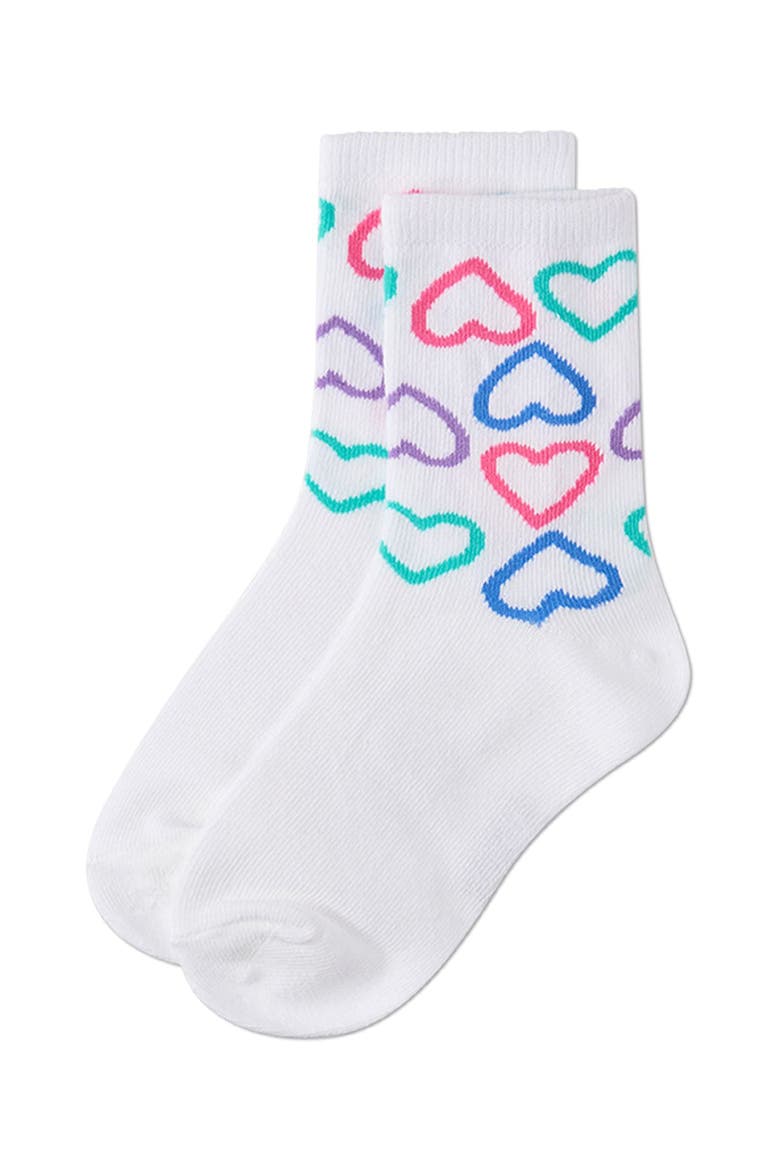 All Over Hearts  Novelty Crew Sock, Alternate, color, White