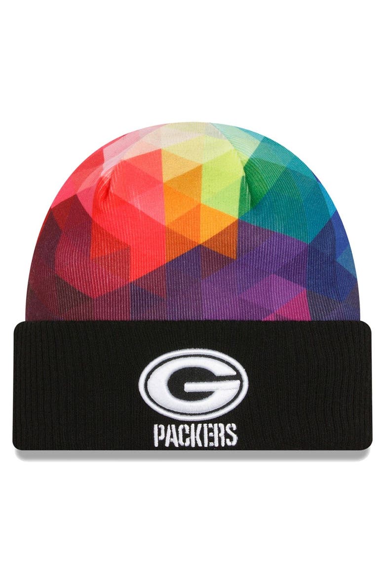 Men's New Era  Black Green Bay Packers 2023 NFL Crucial Catch Cuffed Knit Hat, Main, color, Black