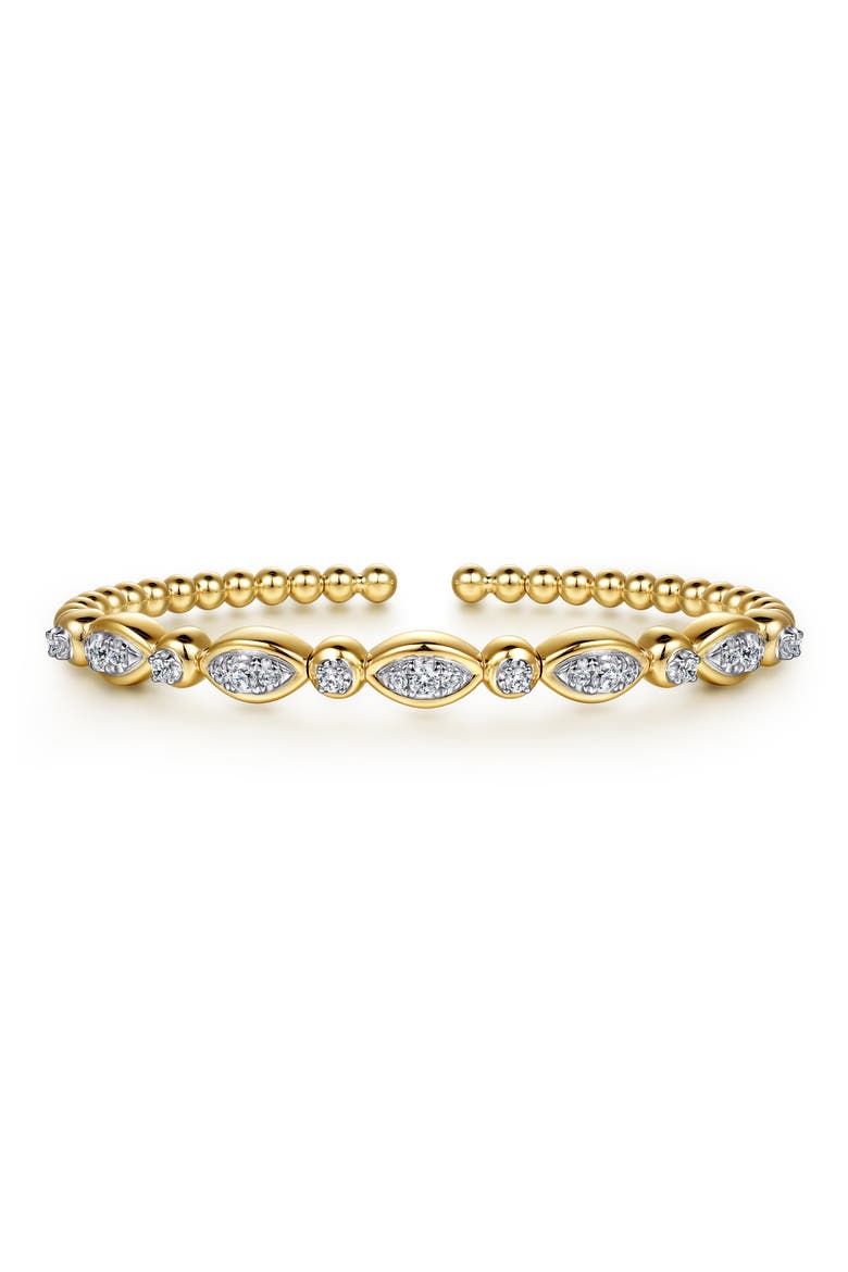 Bujukan Diamond Bezel Beaded Cuff Bracelet, Main, color, 14K YELLOW/ WHITE GOLD