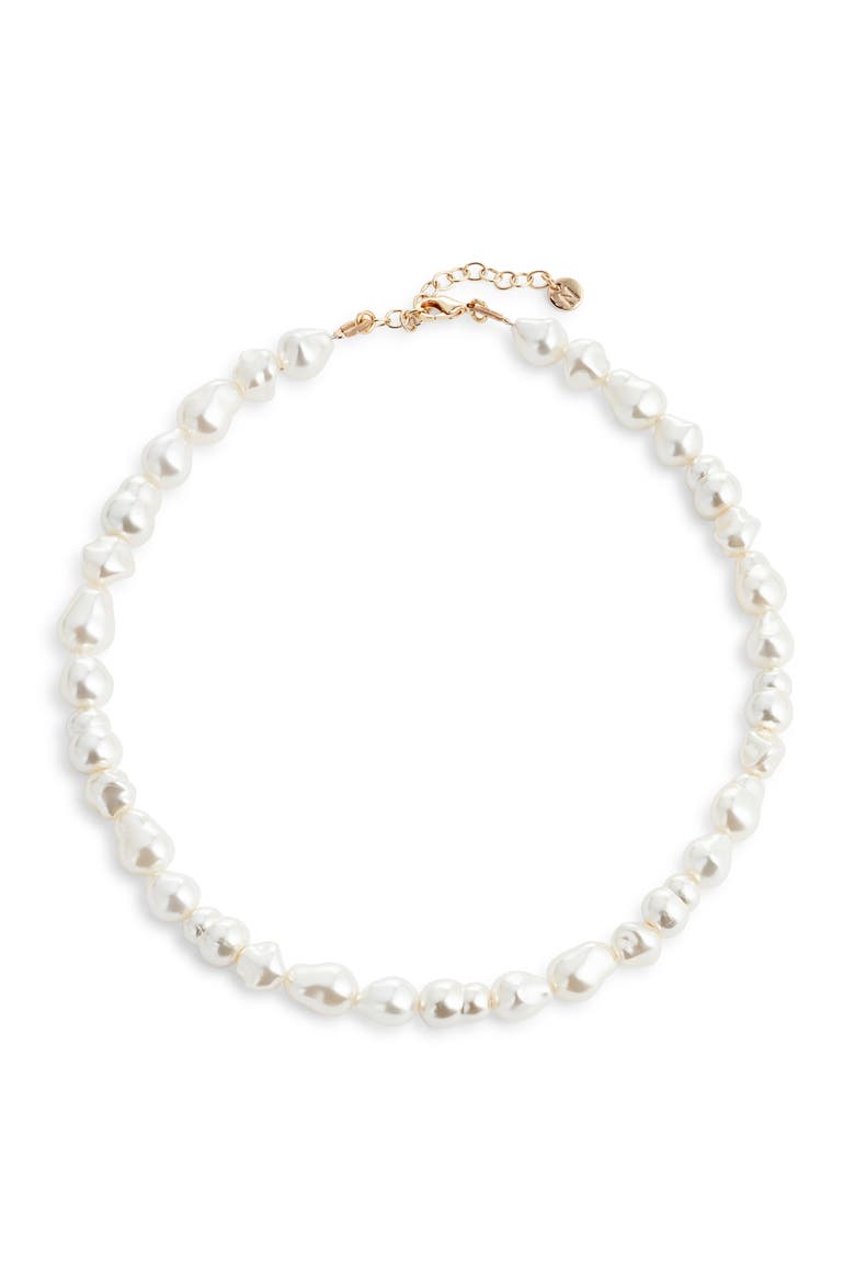 Faux Pearl Collar Necklace, Main, color, CHAMPAGNE- GOLD