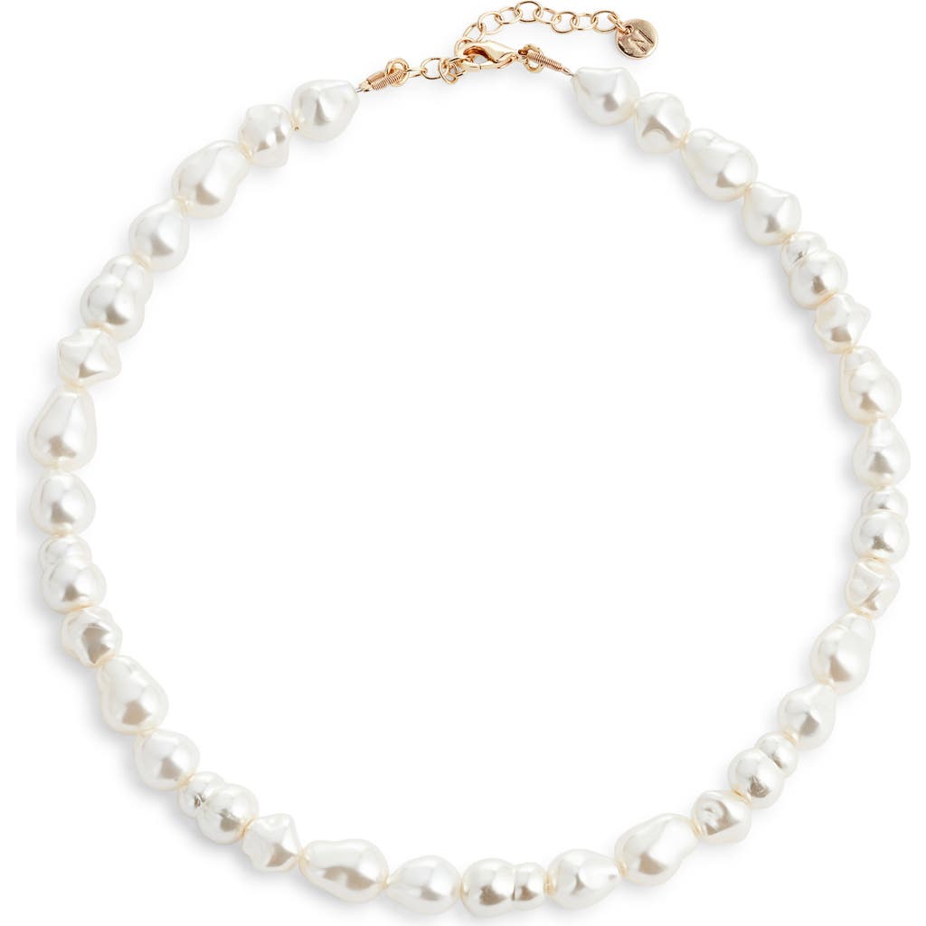 Nordstrom Faux Pearl Collar Necklace In Champagne- Gold
