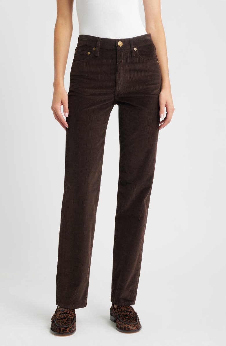 rag & bone Harlow Corduroy Straight Leg Pants, Main, color, Dark Brown