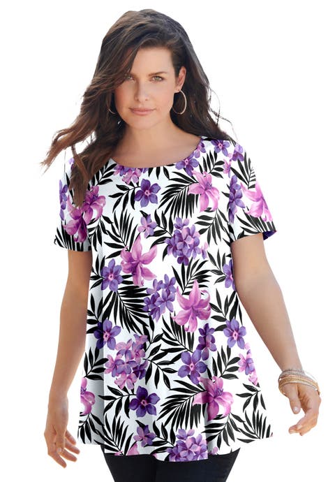 Plus Size Ultimate Cotton Crewneck Short Sleeve Swing Tee (Plus)