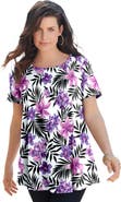 Roaman's Plus Size Ultimate Cotton Crewneck Short Sleeve Swing Tee