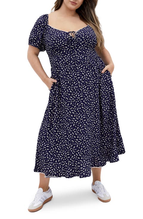 Dress Sky Floral Midi Dress (Plus)