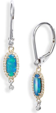 Meira T Diamond & Opal Drop Earrings