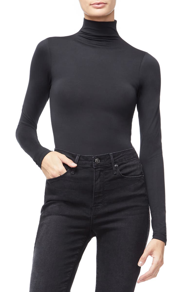 Good American Funnel Neck Bodysuit, Main, color, 